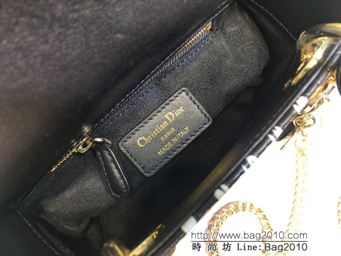 DIOR迪奧 Lady Dior mini 18FW 三格 小牛皮 彩色壓花打釘 袖珍手提包 可手提亦可肩背或斜挎  zdo1271